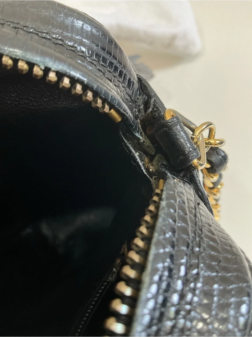 CHANEL Black Quilted Lizard Camera Bag CC Logo Tassel Gold Chain Crossbody CERT